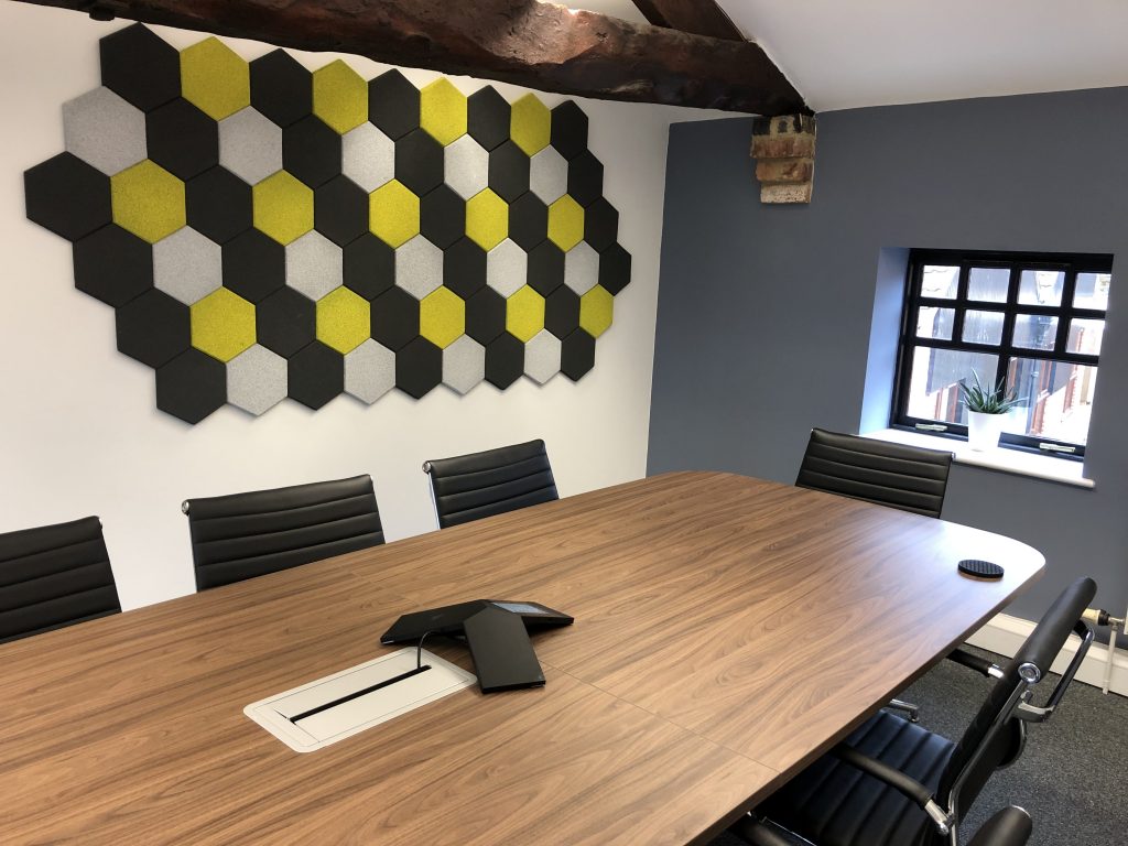 Acoustic tiles in meeting room