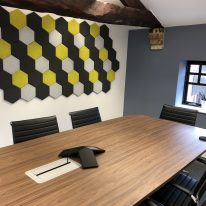 Acoustic tiles in meeting room